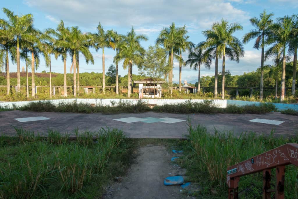 Blick auf das Stadion der Wasserspiele im Wasserpark in Hue