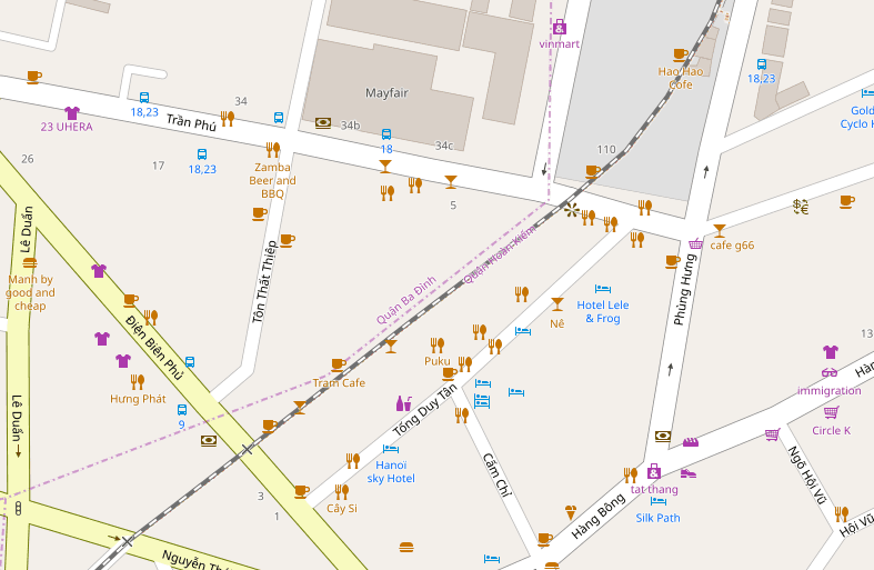 Karte zur Lage der Trainstreet in Hanoi